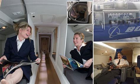 inside the crew rest compartments where flight attendants and pilots