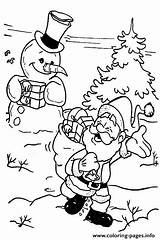 Santa Claus Coloring Christmas Pages Papa Snowman Printable Mrs Gives Gift Birthday Happy Kids Cards Noel Dibujos Kerstman Divyajanani Fun sketch template