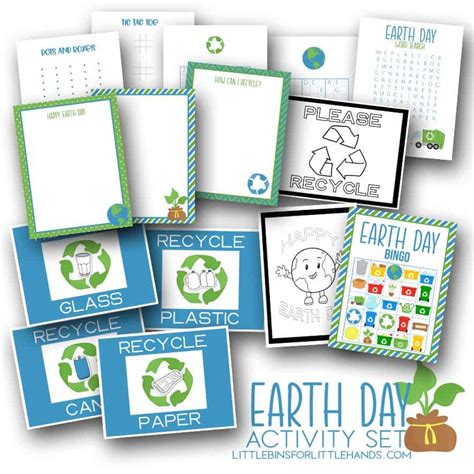 earth day bingo  printable  bins   hands
