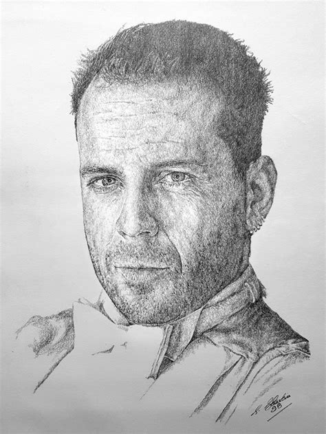 bruce willis  pencil  steven streetin arte pontilhismo producao