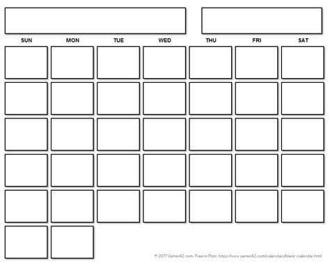 printable blank calendar template