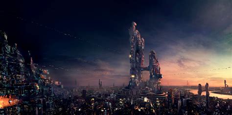 concept art city towers  digital concept art illustrations scenerylandscapes sci fi
