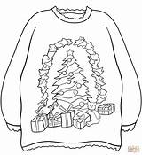 Sweater Christmas Coloring Ugly Sweaters Tree Pages Presents Printable Kids Drawing Fun Supercoloring sketch template