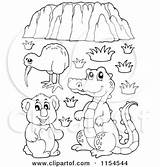 Uluru Kiwi Coloring Clipart Cartoon Koala Crocodile Outlined Bird Visekart Royalty Ayers Vector Illustration Rock Australian Animals Map 67kb 470px sketch template