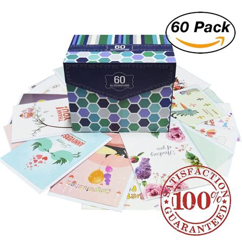 60 Pack Assorted All Occasion Greeting Cards Includes