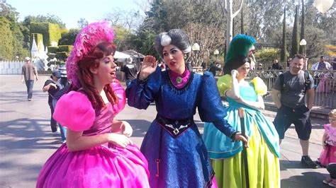 cinderella s evil stepmother and stepsisters at disneyland youtube