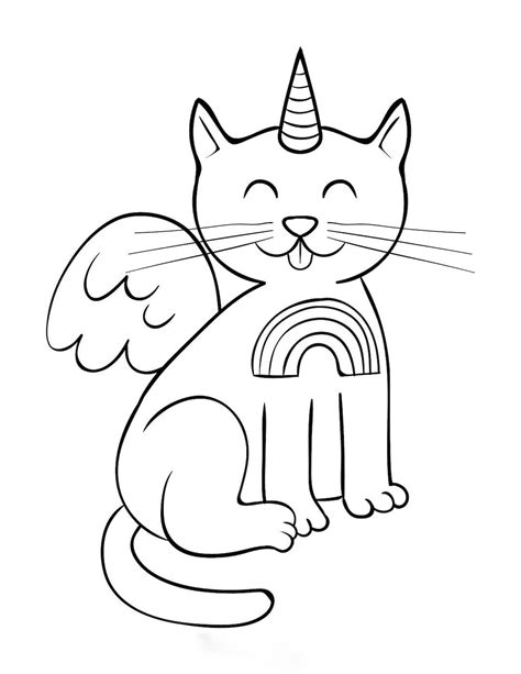 unicorn cat  wings coloring page