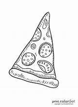 Pizza Slice Color Pepperoni Coloring Print Printable Toppings Printcolorfun sketch template