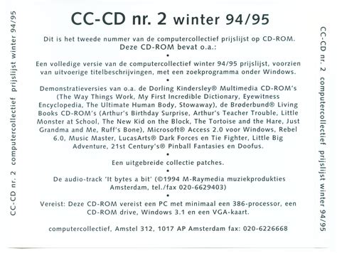 cc cd nr 2 prijslijst winter 94 95 computercollectief vof filosoft