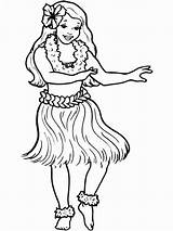 Coloring Hawaiian Pages Hula Dance Girl Drawing Dancer Traditional Hawaii Luau Girls Irish Color Ballerina Drawings Netart Para Print Flower sketch template
