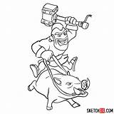 Clash Clans Hog Rider Sketchok sketch template