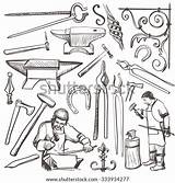 Blacksmith Horseshoe Sledgehammer Vise Blacksmithing Anvil Gograph sketch template