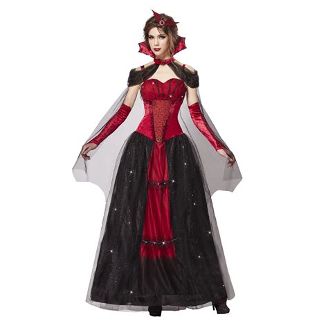 Damen Dunkel Gothic Victorian Vampir Königin Halloween Rot Kostüm Kleid
