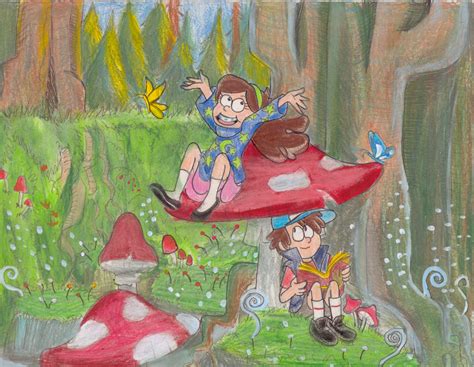 Gravity Falls Dipper And Mabel Giant Mushroom By