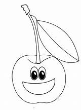 Coloring Cherry Pages Cartoon Fruits sketch template