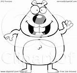 Beaver Waving Clipart Cartoon Thoman Cory Outlined Coloring Vector Collc0121 Protected Royalty sketch template