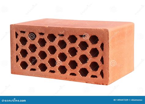 hollow red ceramic brick isolated  white background stock image