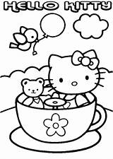 Kitty Hello Coloring Pages Tea Cup Printable Teacup Colouring Kids Color Drawing Sheets Cat Ausmalbilder Para Da Sanrio Party Dibujos sketch template