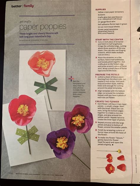 paper poppies poppy craft flower petal template paper streamers