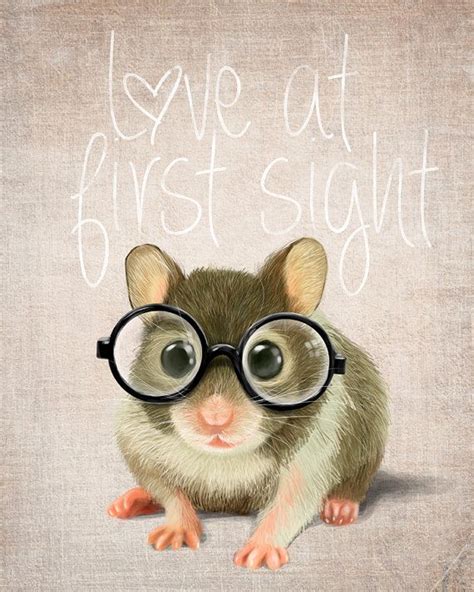 A Small Mouse With Glasses On A Rustic Background Print