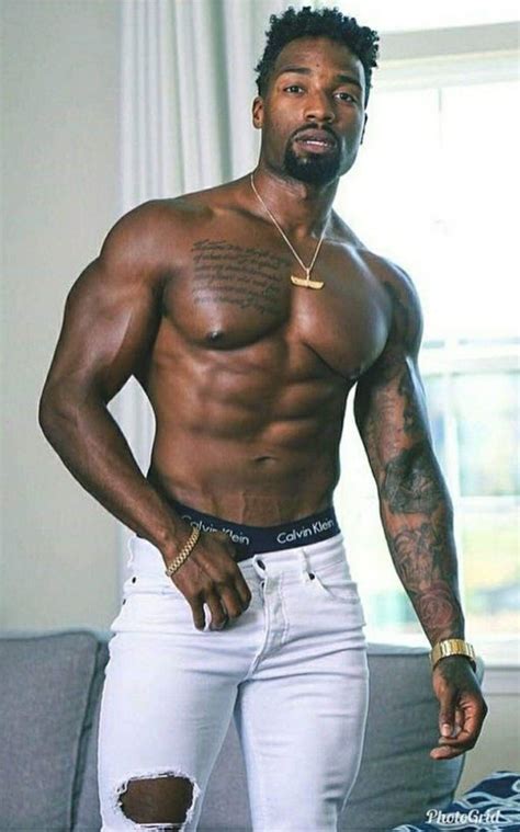 Shirtless Male Muscular Black African American Hunk Pierced Nip Photo