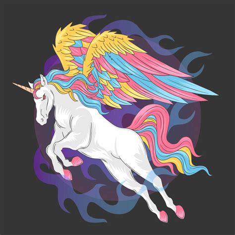 flying jumping rainbow unicorn  vector art  vecteezy