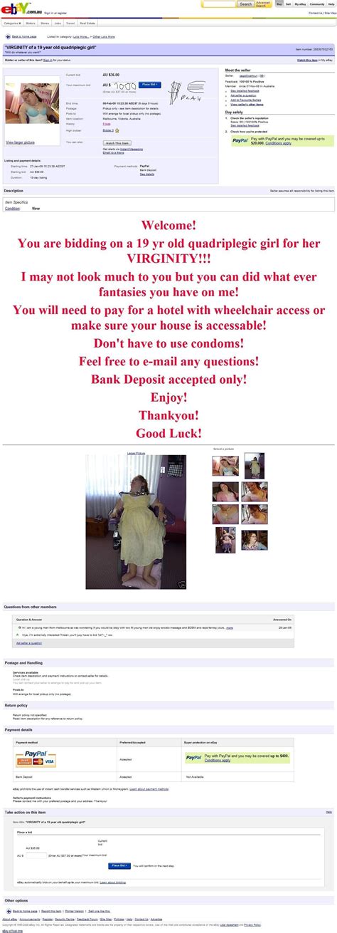 19 year old quadriplegic girl sells her virginity on ebay
