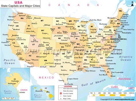 map   united states  major cities map   world