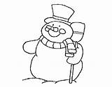 Coloring Cheerful Snowman Coloringcrew sketch template