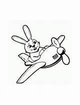 Coloring Flying Pages Easter Bunny Pilot Kids Bunnies Plane Unicorn sketch template