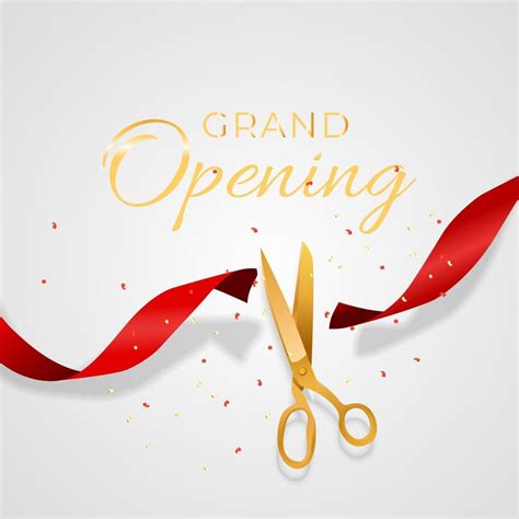 grand opening card  ribbon  scissors background  vector
