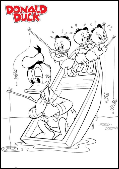 kleurplaat donald duck kwik kwek kwak