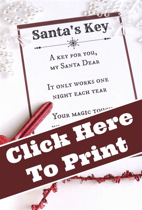 printable santa  magic key poem template  printable templates