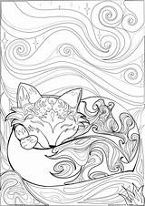 Coloring Pages Fox Adult Sheets Printable Animal Colouring Mandala Sleeping Books Book Color Christmas Kids Visit sketch template