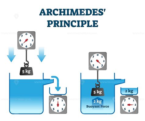 archimedes principle vector illustration fisica