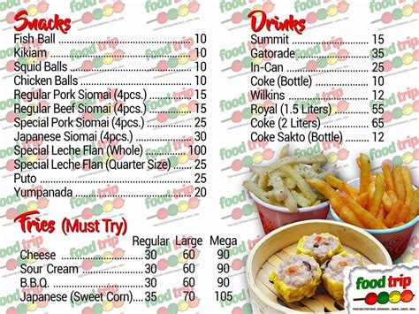 menu  food trip cafe olongapo