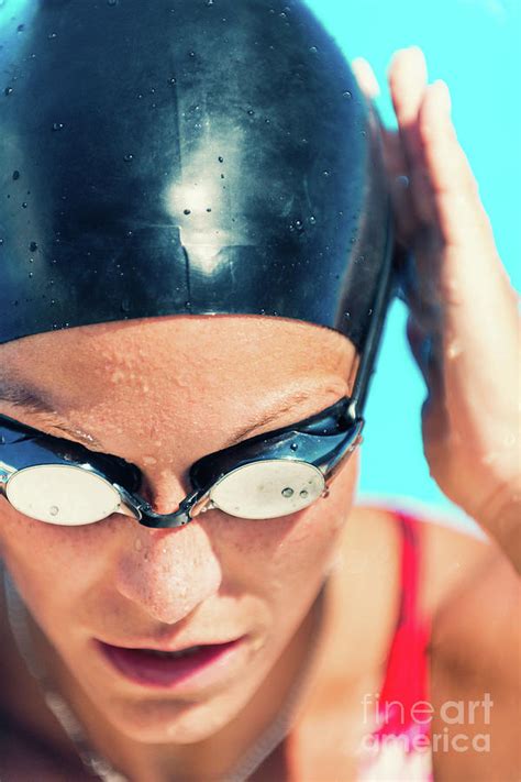 Woman In Swimming Cap And Goggles Photograph By Microgen Images Science