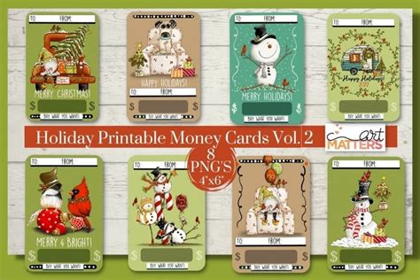 christmas holiday printable money cards vol  pngs