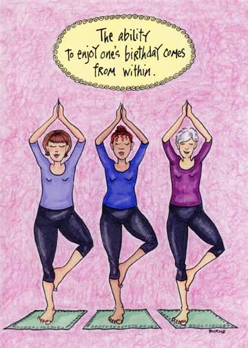 Posing Yoga Women Funny Humorous Birthday Card By