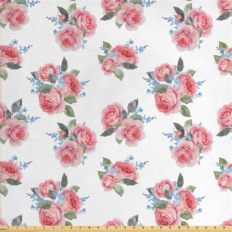 vintage rose fabric   yard delicate flowers bouquet pattern decorative fabric
