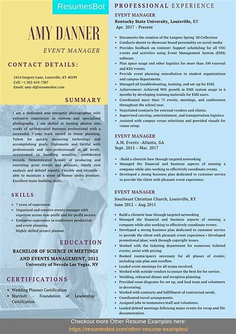 event manager resume samples templates pdfdoc  rb