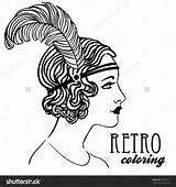 Coloring Flapper Retro Girl Kids Choose Board Adults Vector Book Gatsby Pages Great sketch template