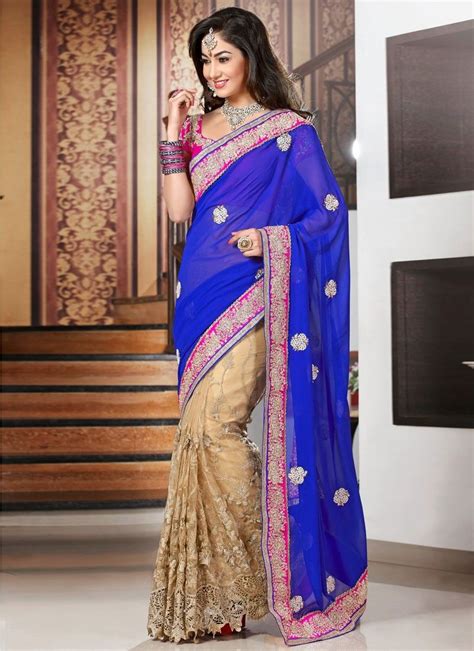 passion floral and lace work half n half party wear saree party wear