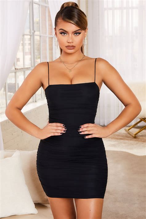 Simply Bliss Ruched Mesh Bodycon Mini Dress Oh Polly Bodycon Mini