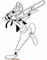 Trombone Coloring Pages Disney Music Goofy Sheets Kids sketch template
