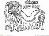 Chinese Year Dragon Coloring Pages Worksheet Crafts Kids Parade Education sketch template