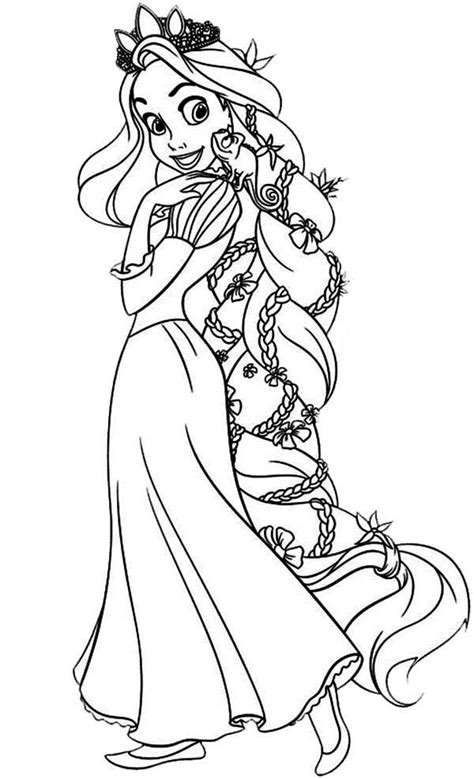 amazing hair  rapunzel coloring page kids play color