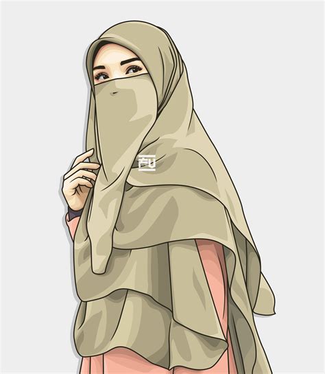 kartun muslimah bercadar cantik  wallpaper teahubio