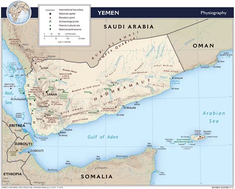 large detailed physiography map  yemen  vidianicom maps   countries   place