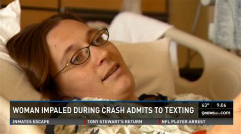 texting and driving crash leaves woman impaled through the
